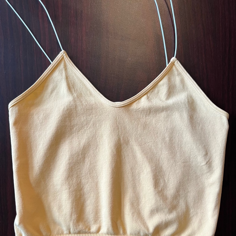 Yellow Spaghetti Strap Women's Crop Top